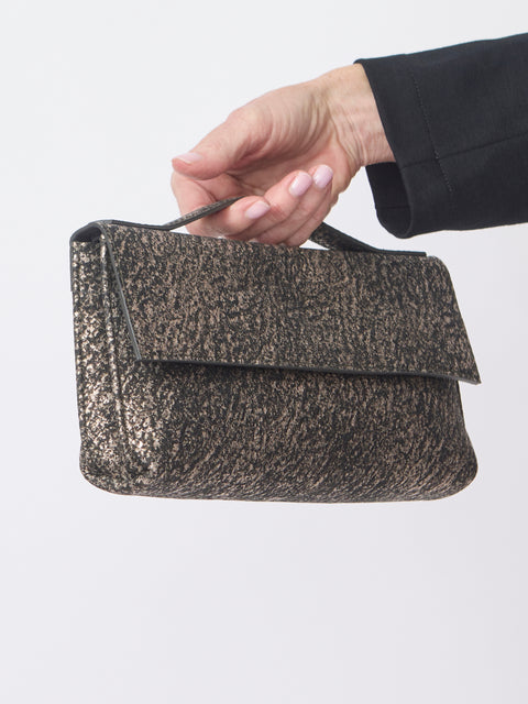 Top Handle Serpent Clutch, Silver