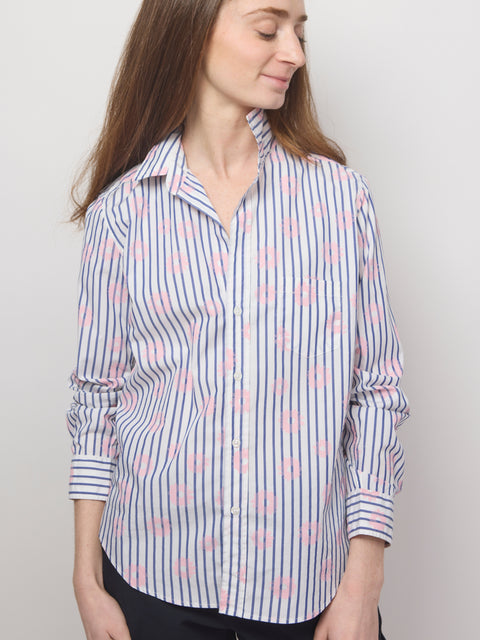 Barry, pink flowers blue stripe