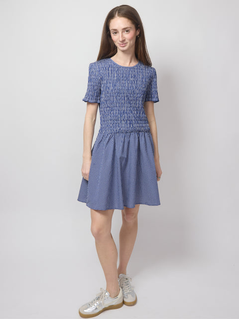 Assandra, mini check blue