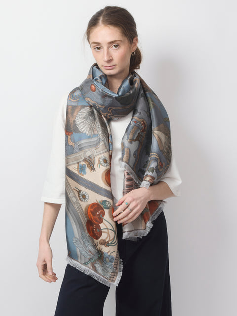 The Medici Cheetah, Musk/Maraschino Rectangular Silk Twill 135cm x 195cm