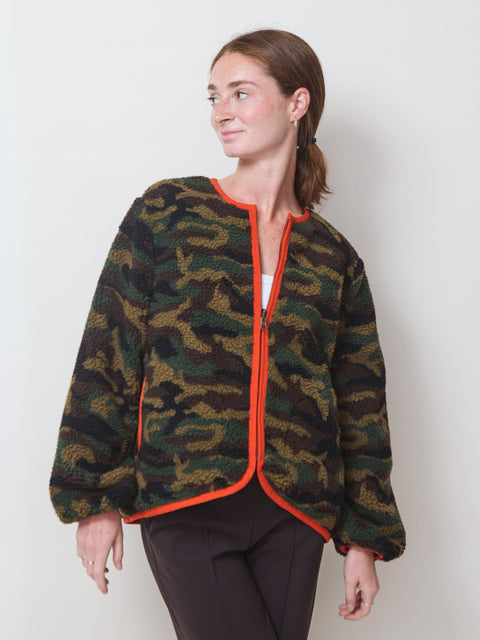 Reversible Plush Bomber, Camo/Red