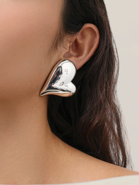 Mega Heart Earrings, gold