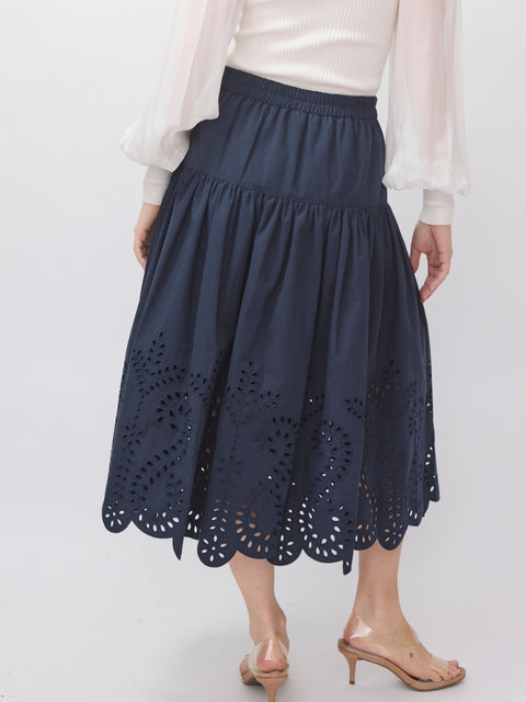 Lori Skirt, Indigo Embroidery