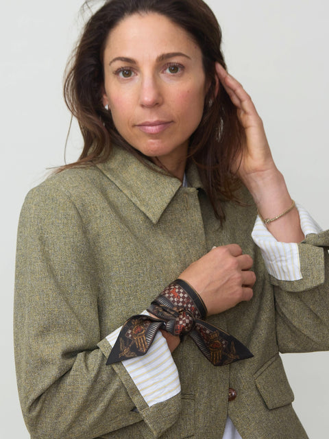 Secrets of the Bison, small silk ribbon, saguine