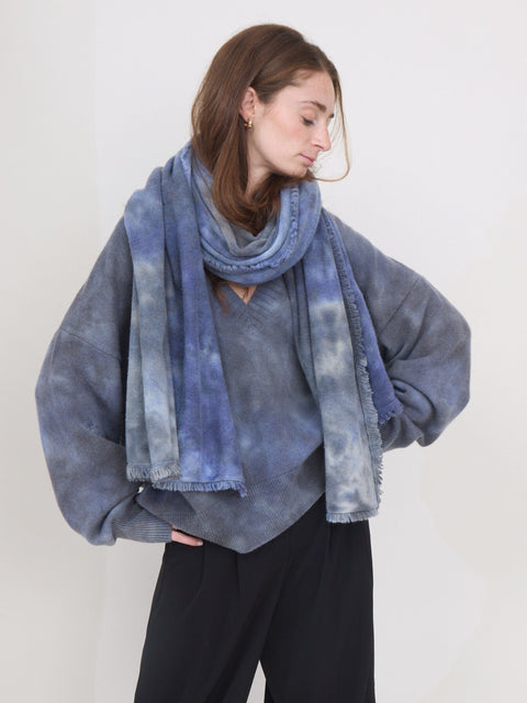 Cocoon Fringe Scarf, Blue Night