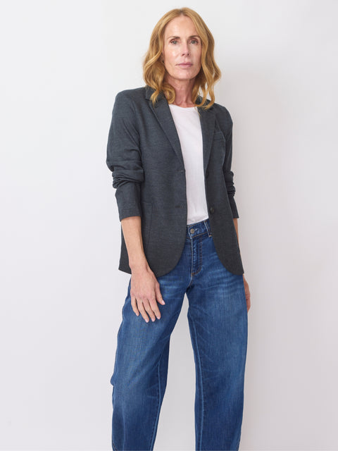 Collared Merino Blazer, Anthracite