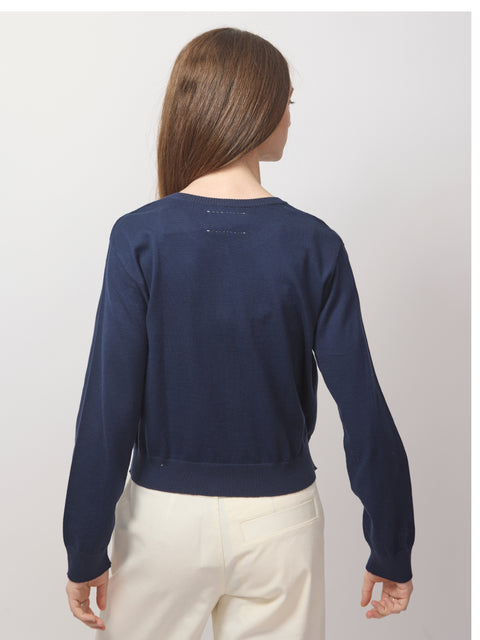 Cotton LS Cropped Cardigan, Marritimo