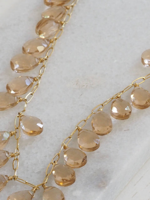 Champagne Quartz Drop Necklace