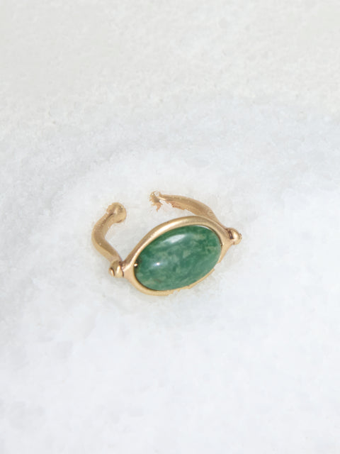 Saturn Jade Bronze Adjustable Ring