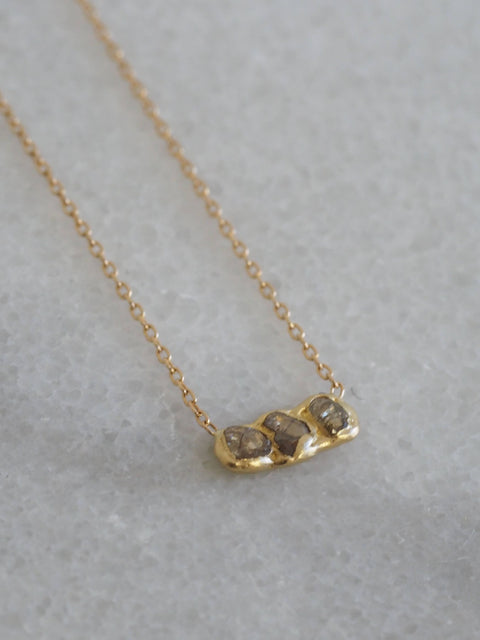 Rough Champagne Diamond Necklace, 14k