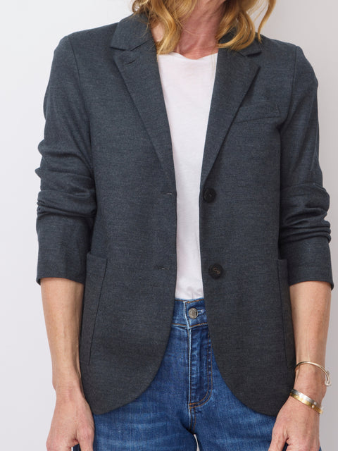 Collared Merino Blazer, Anthracite