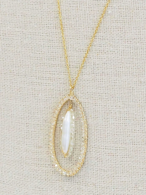 Crystal Pearl Drop Necklace