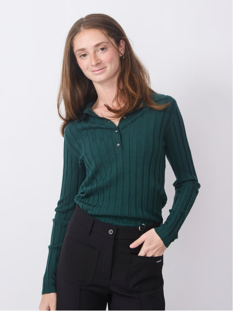 Poloneck Sweater, bottle green