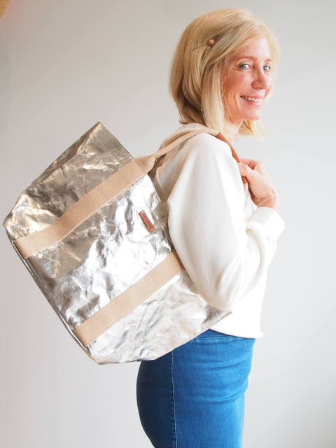 Giulia Small Tote, Silver