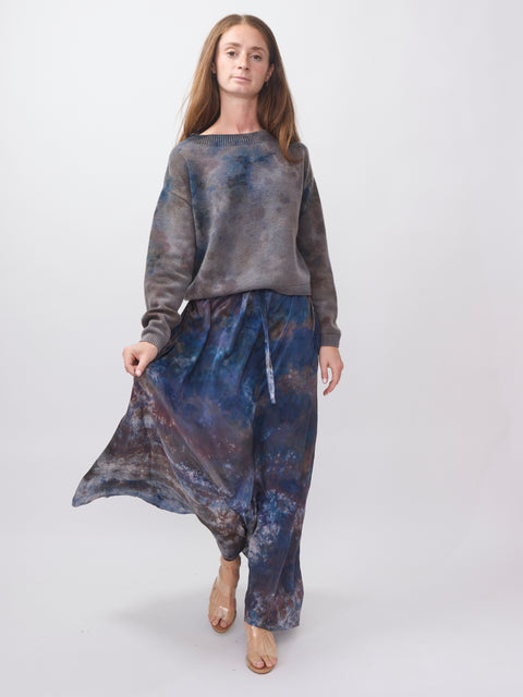 Silk Peasant Skirt, Blue Desert