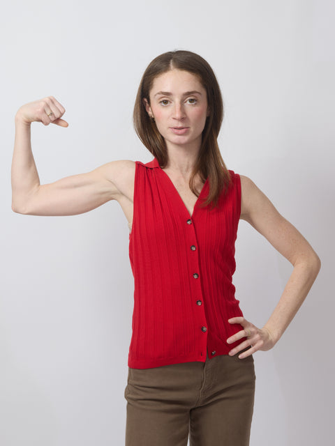 Collared Vest, Cherry