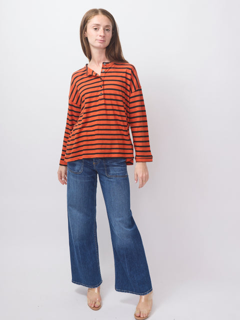 Shrunken Henley, Hot Red Naval Stripe
