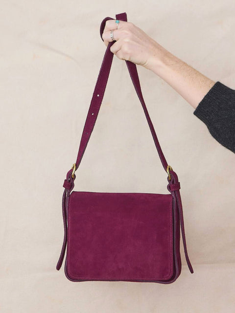 Genevieve Crossbody, Mulberry Suede