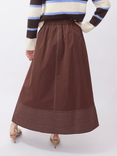Paneled Hem Skirt, Chocolate