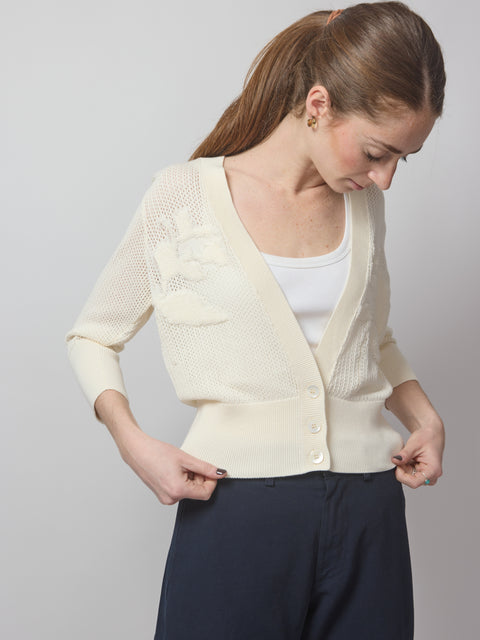 Cardigan Rete + Fiore, milk