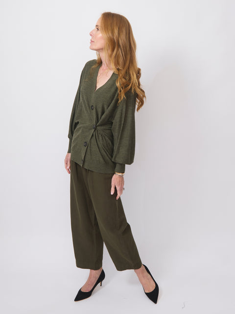 Drippy Tissue Cardigan, Olive