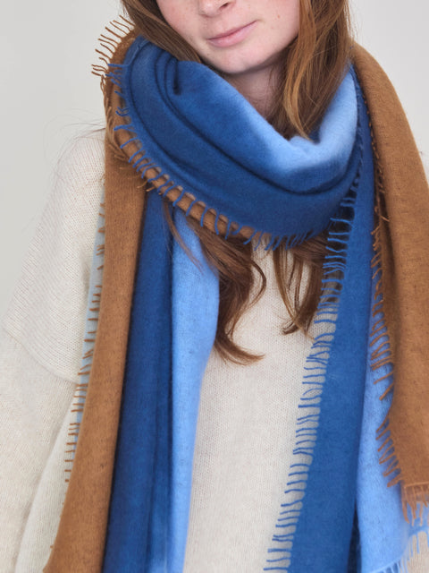 Luxo Cashmere Scarf, brown & blues