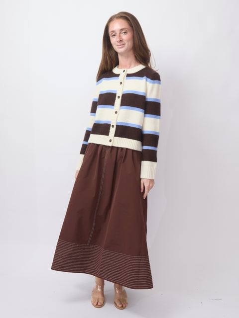 Striped Cardigan, Brown/Cream