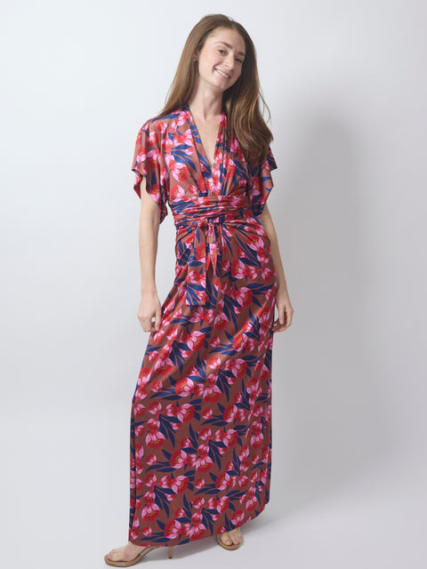Corvo Wrap Dress, pink & blue