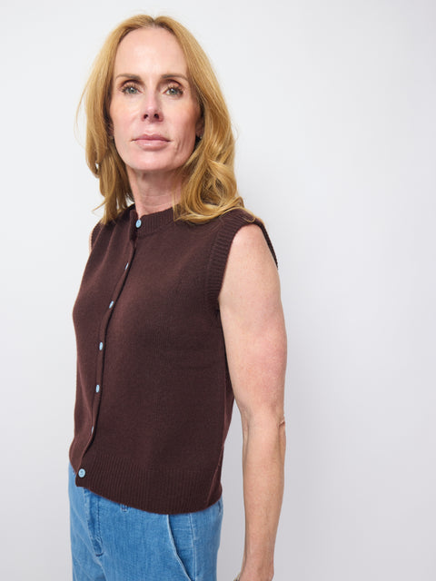 Button Vest, Espresso