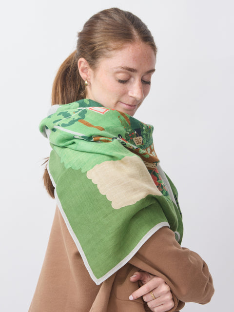 Secret Garden Square Scarf, Green