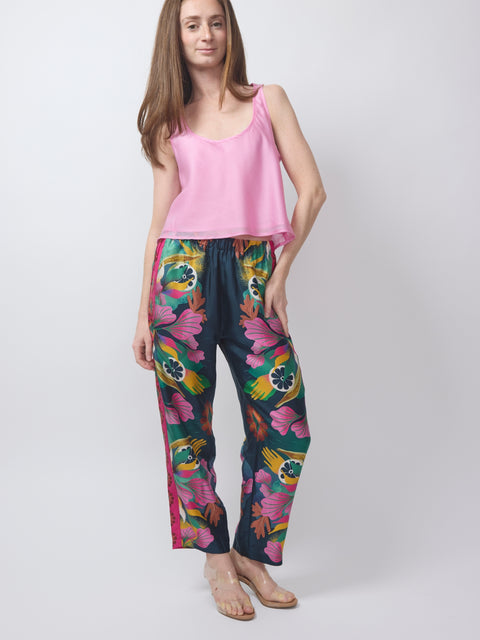 Aloe Silk Trousers, teal