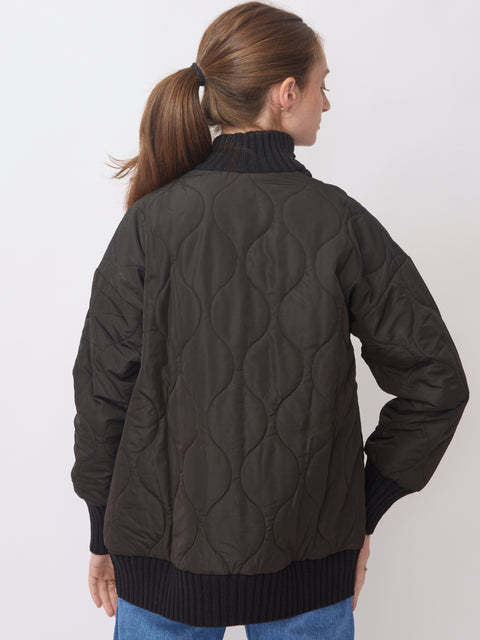 Quilted Cabled Jacket, black