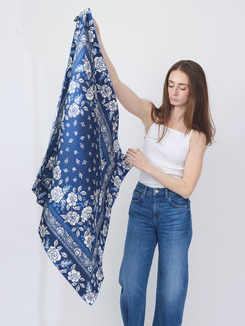 Rosey in Navy, silk wild rag