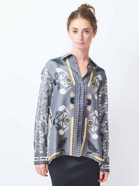 Roses & Cat Silk Blouse