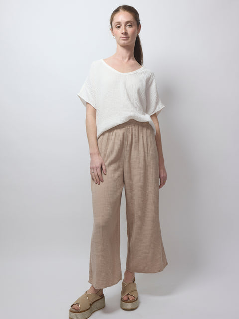 Easy Gauze Pant Wide, Sand Beige