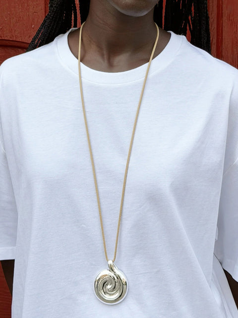 Nico Mirror Pendant Rope, Silver