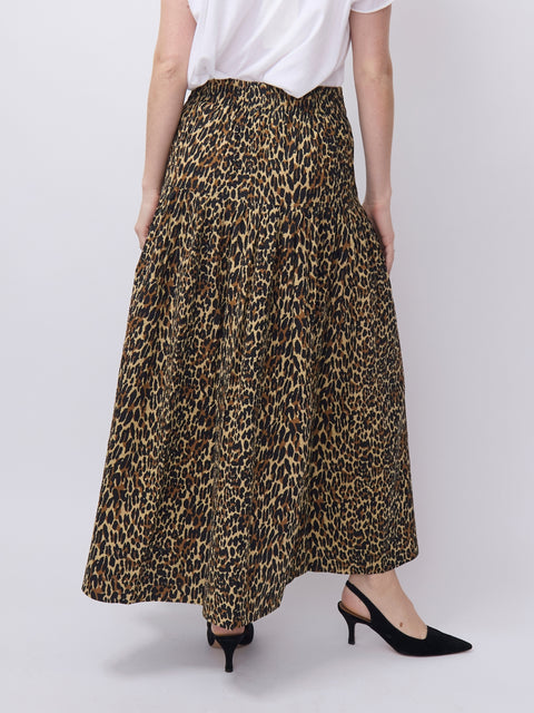 Highland Skirt, Tan Leopard