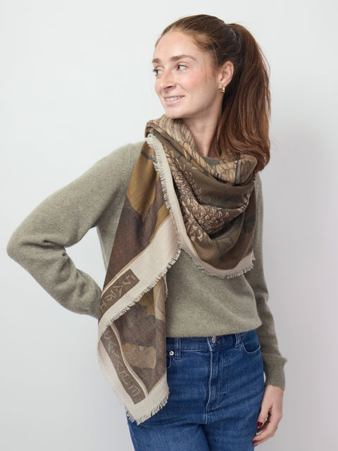 Wind Dancer, Heaven Caller, 135cm silk/wool, Bronze/Umber