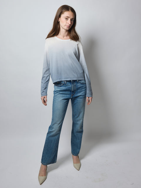 Cotton L/S Crewneck, Storm Ombre