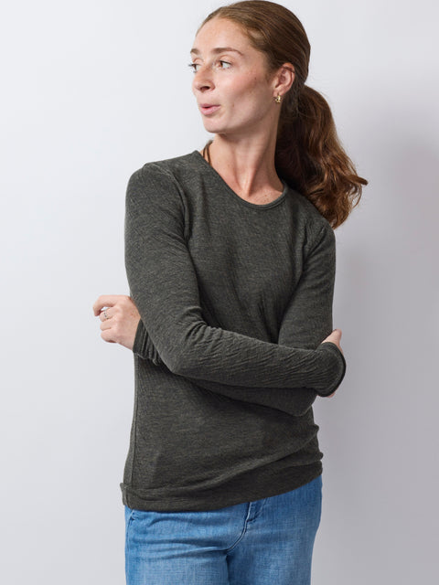 Hi-Soft Dbl Face LS Crew, black