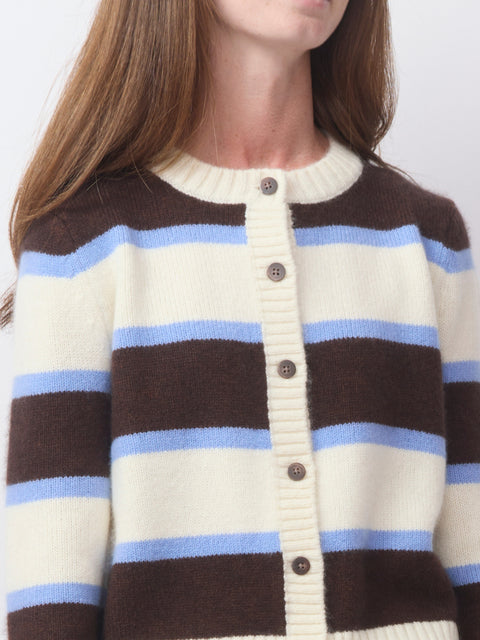 Striped Cardigan, Brown/Cream