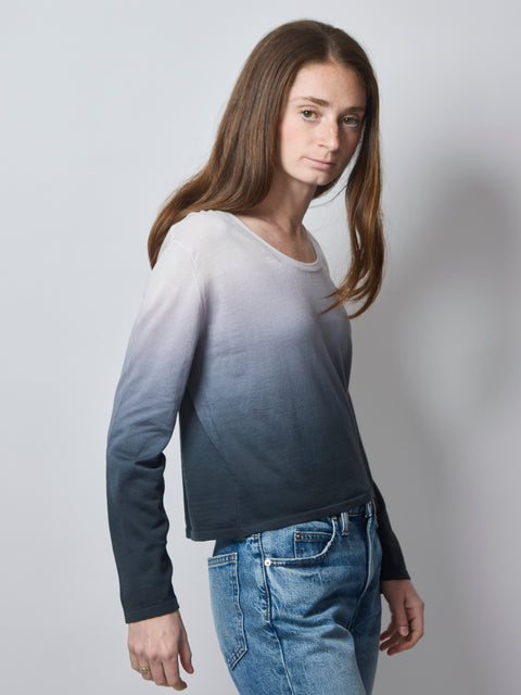 Cotton L/S Scoopneck, Charcoal Ombre