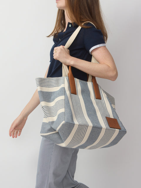 Riviera Tote, Blue Stripe