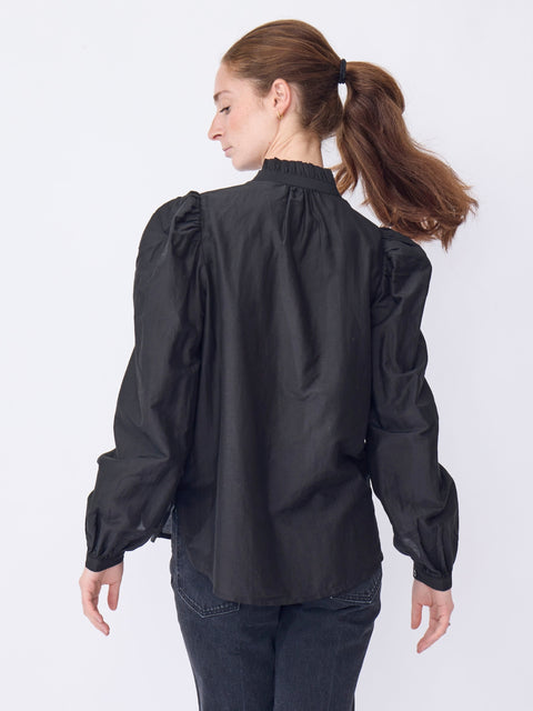 Annabel Emblem Panel Shirt, Black