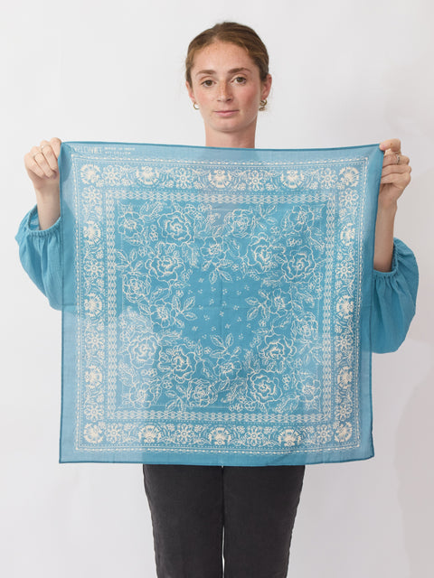 Cotton Rosey Bandana, Faded Blue