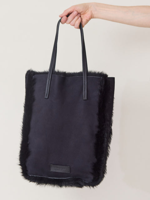 Churra Tote, Black Suede
