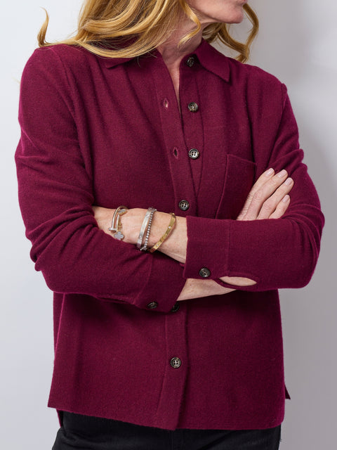 Cashmere Shirt Cardigan, cordovan