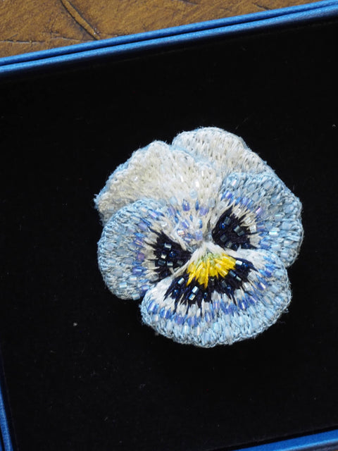Blue Pansy Brooch