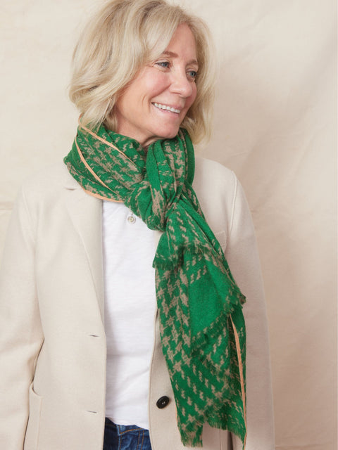 Tweed Check Shawl, Emerald