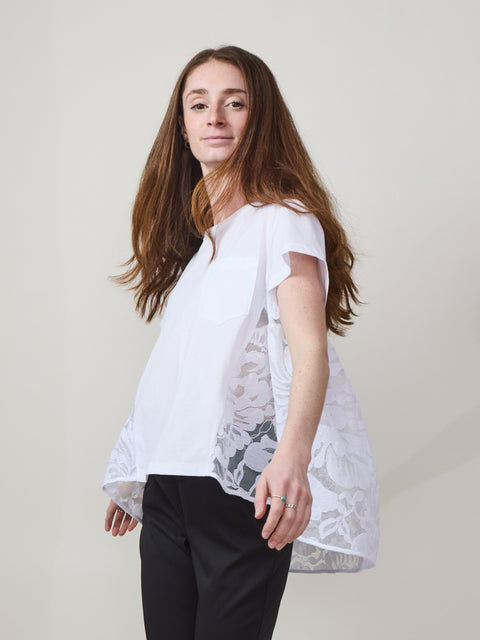 Lace Back Tee, white